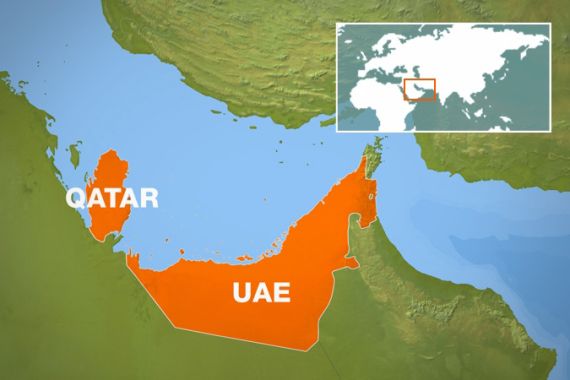 Qatar and UAE map