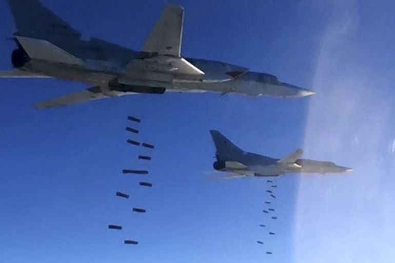 Still image shows airstrikes carried out by Russian air force in Syria