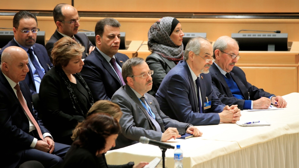 Syrian Ambassador to the UN Bashar al-Jaafari (second right) listens during the speech of UN Special Envoy for Syria Staffan de Mistura [Pierre Albouy/Reuters]