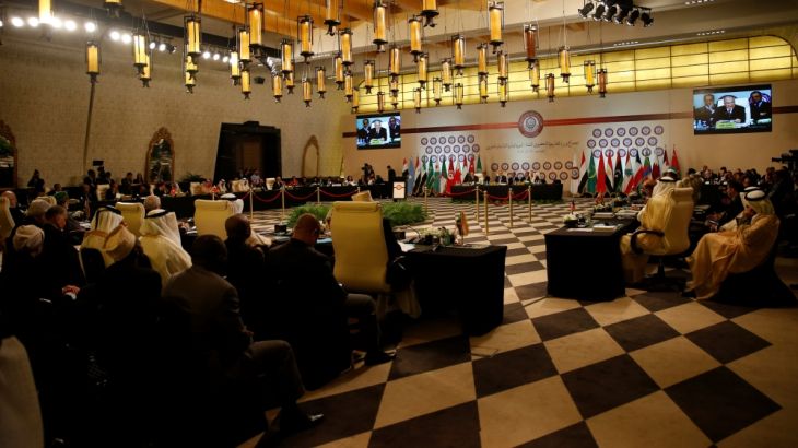 General view shows the preparatory meeting of Arab Foreign ministers of the 28th Ordinary Summit of the Arab League at the Dead Sea