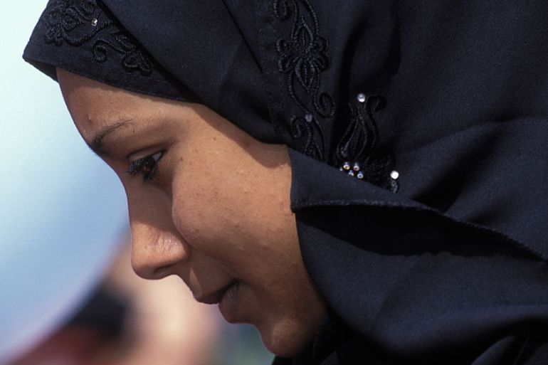 Muslim woman wearing hijab in the United Kingdom