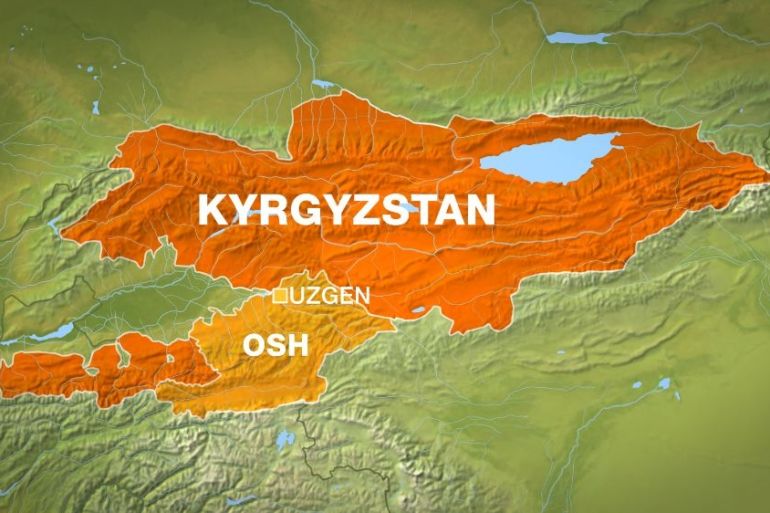 Osh region, Kyrgyzstan map