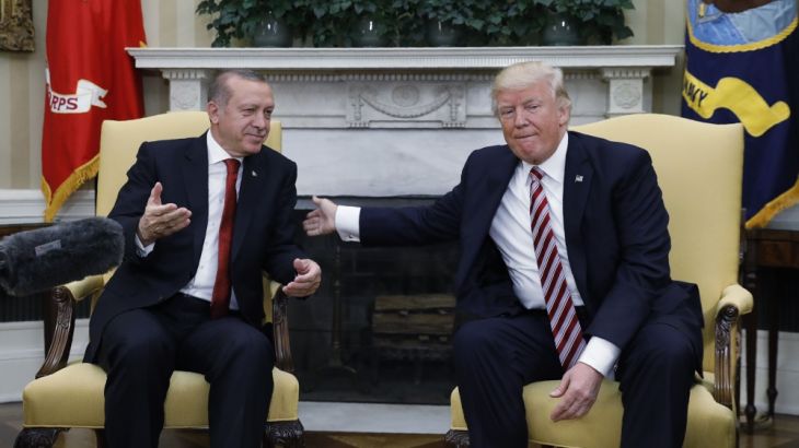 Turkey''s President Erdogan meets with U.S. President Trump in the Oval Office of the White House in Washington