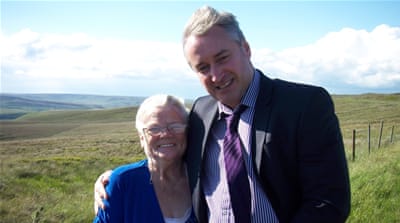 
Darren Rae pictured in 2011 with the late Winnie Johnson, the mother of Keith Bennett, whose remains are still missing on Saddleworth Moor [Courtesy of Darren Rae]
