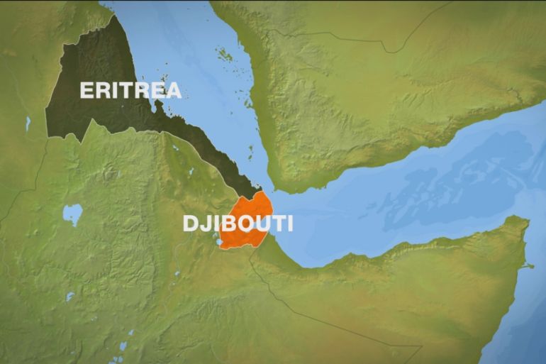 Map of Djibouti and Eritrea
