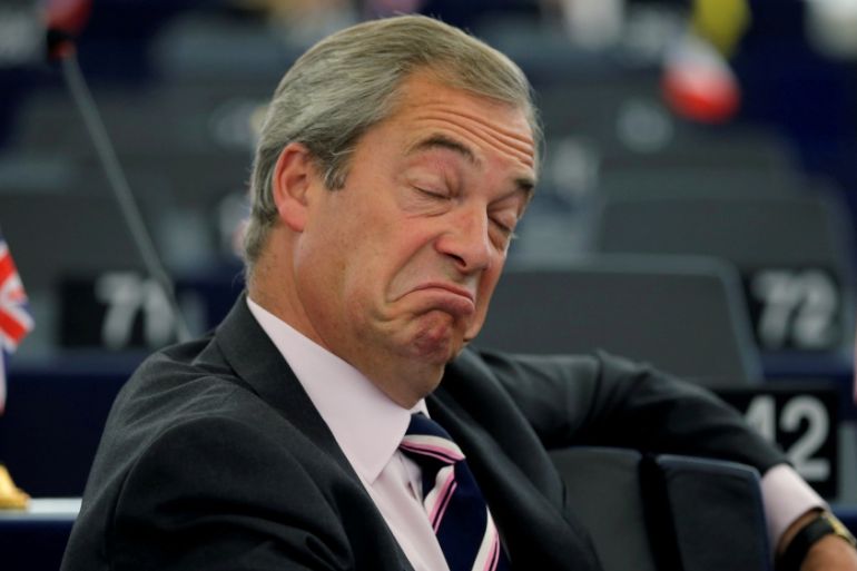 FILE PHOTO: Farage, UKIP member and MEP, waits for the start of a debate at the European Parliament in Strasbourg