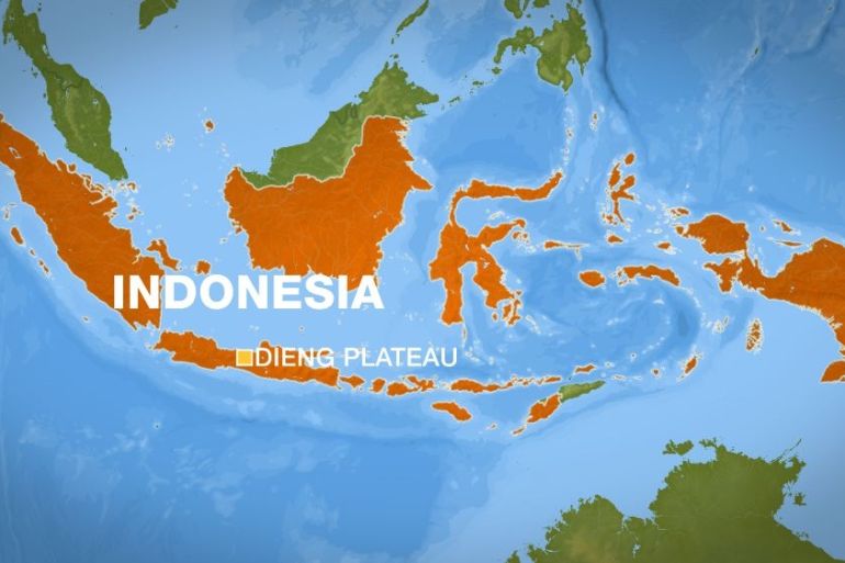 Map showing Dieng Plateau, on the Indonesian island of Java