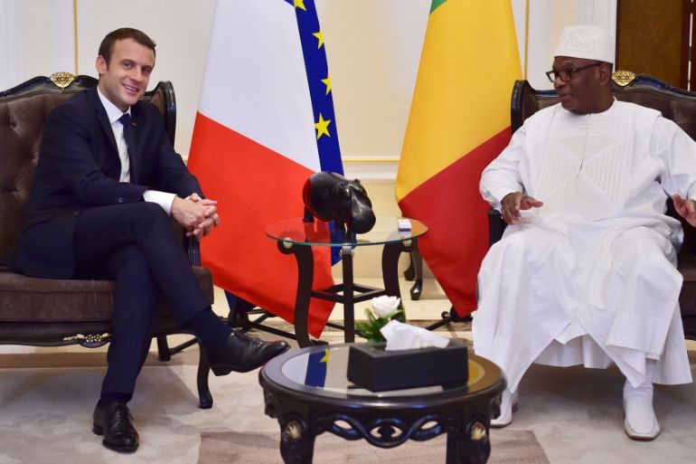 Mali''s President Ibrahim Boubacar Keita meets with France''s President Emmanuel Macron in Bamako