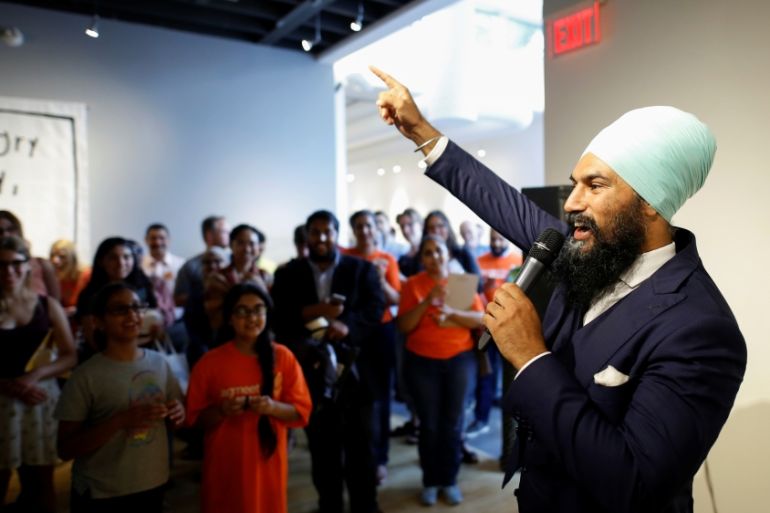 New Democratic Party leadership candidate Singh speaks at a meet and greet event in Hamilton