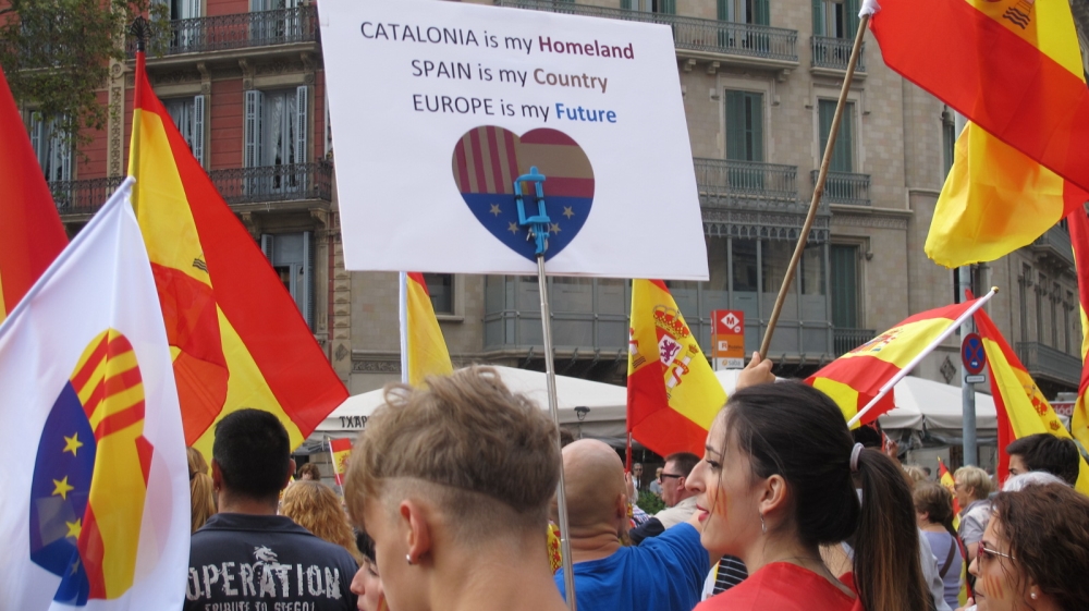 'Catalonia is my homeland,' a sign reads [Creede Newton/Al Jazeera]