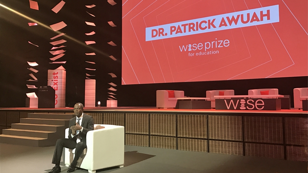 Patrick Awuah, who created Ashesi, a state-of-the-art university in his native Ghana, received the WISE education summit's top prize of a gold medal and $500,000 [Faisal Edroos/Al Jazeera]