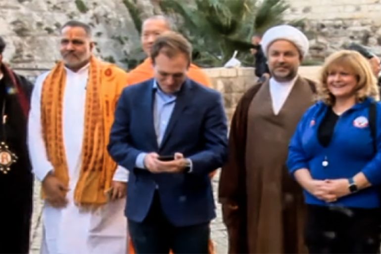 Members of the ''This is Bahrain'' group during a visit to Israel in December 2017. [Screen capture: Hadashot TV]