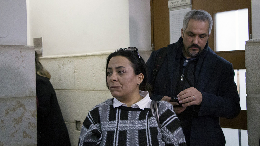 Nadeem Nawara's parents attend the court hearing on Tuesday of the Israeli police officer who shot their son dead [Ylenia Gostoli/Al Jazeera]