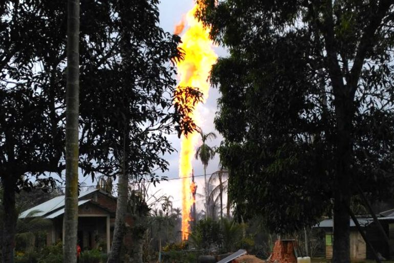 Indonesia oil well fire