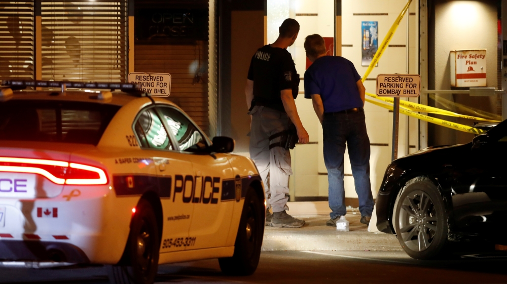 Police arrive at the crime scene in Mississauga, Ontario [Mark Blinch/Reuters]
