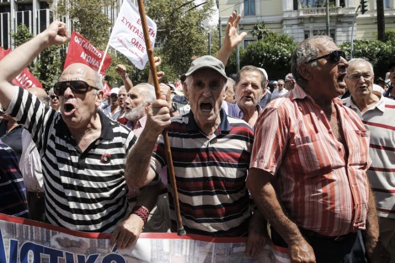 Retirees march against austerity measures in Greece