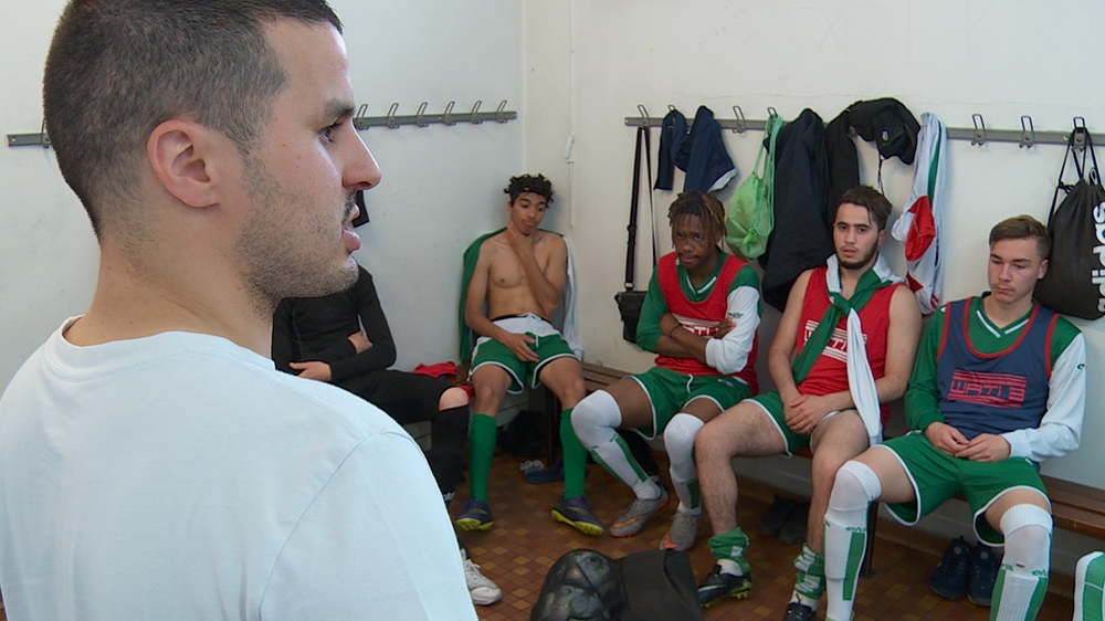 Aulnay's coach Dorian Chacon (left) said it could be a challenge at times convincing young players to stay focused [Al Jazeera]