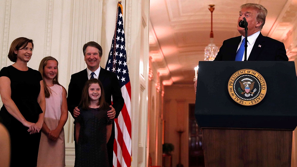 Trump introduces his Supreme Court nominee judge Brett Kavanaugh in the East Room of the White House [Leah Millis/Reuters] 