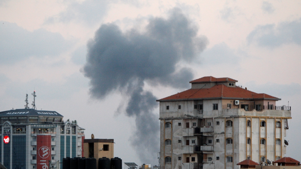 Smoke rises following an Israeli air strike in Gaza City [Ahmed Zakot/Reuters]