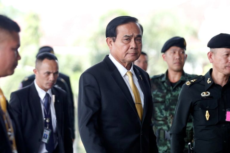 Thailand''s Prime Minister Prayut Chan-o-cha arrives at Army Club to meet with political parties in Bangkok