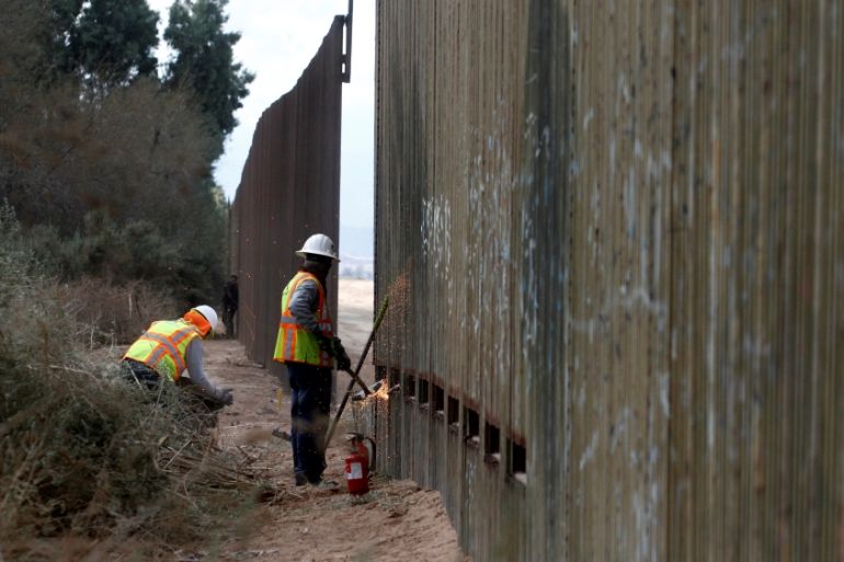 U.S. Customs and Border Protection replace a 2.25-mile section of US-Mexico border with new wall construction near Mexicali