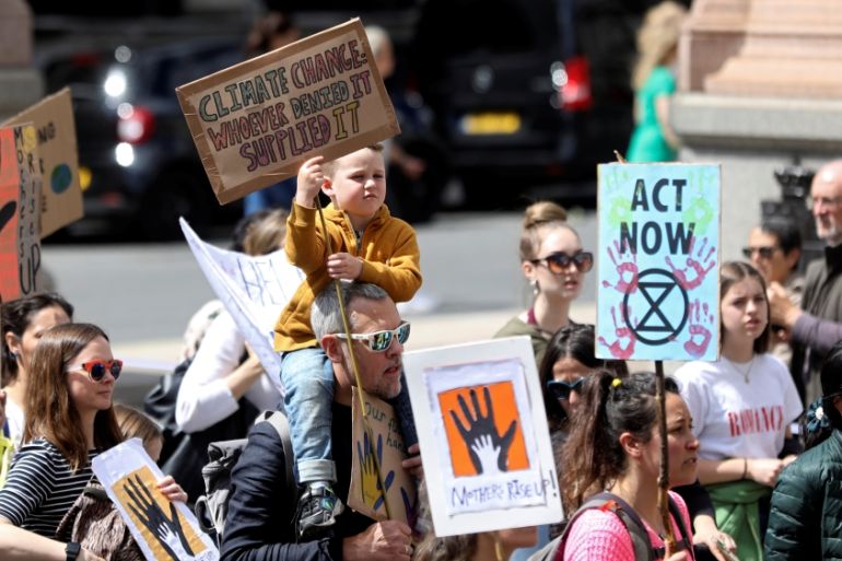 Extinction Rebellion climate change march on International Mothers'' Day in London