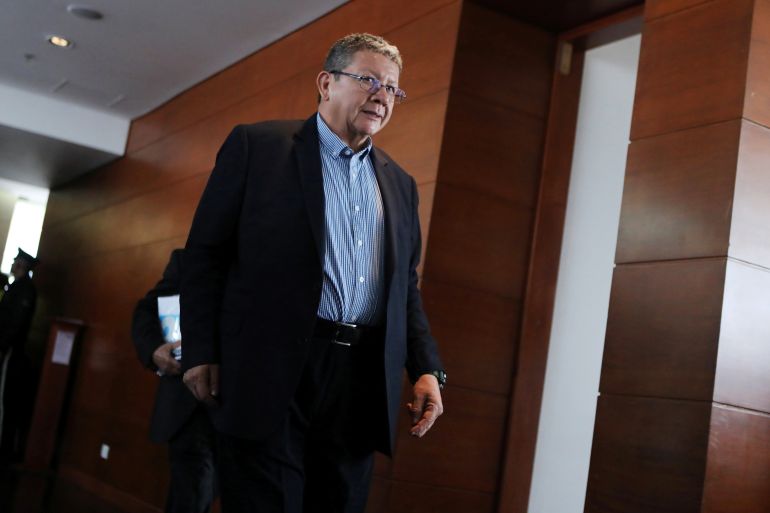 Pablo Catatumbo another former FARC commander arrives for a hearing at Special Jurisdiction for Peace (JEP) tribunal in Bogota, Colombia September 23, 2019