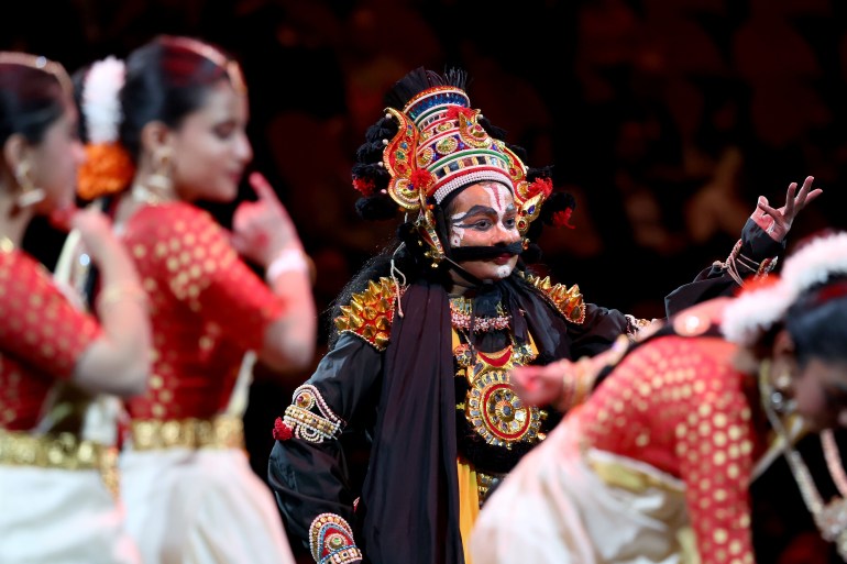 Artists perform at an event to welcome India's Prime Minister Narendra Modi at the Qudos Arena in Sydney on May 23, 2023.