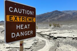 A view of sign board warning of extreme heat in Death Valley, California, US July 15, 2023. [Jorge Garcia/File Photo/Reuters]