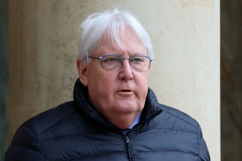 United Nations Under-Secretary-General for Humanitarian Affairs and Emergency Relief Coordinator, Martin Griffiths leaves after an international humanitarian conference for the people of Gaza at the Elysee Palace in Paris