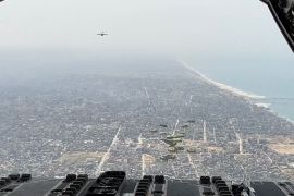 The Spanish Air Force drops humanitarian aid parcels over the Gaza Strip [Reuters]