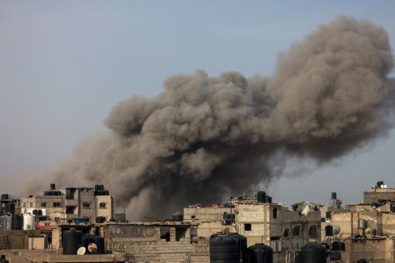 Smoke billows following Israeli bombardment in Rafah