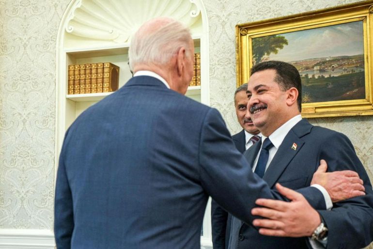 U.S. President Joe Biden meets with Iraqi Prime Minister Mohammed Shia al-Sudani at the White House in Washington, U.S.,