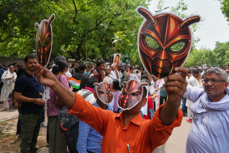 Supporters of the CJP during a demonstration in New Delhi, India, June 6, 2026